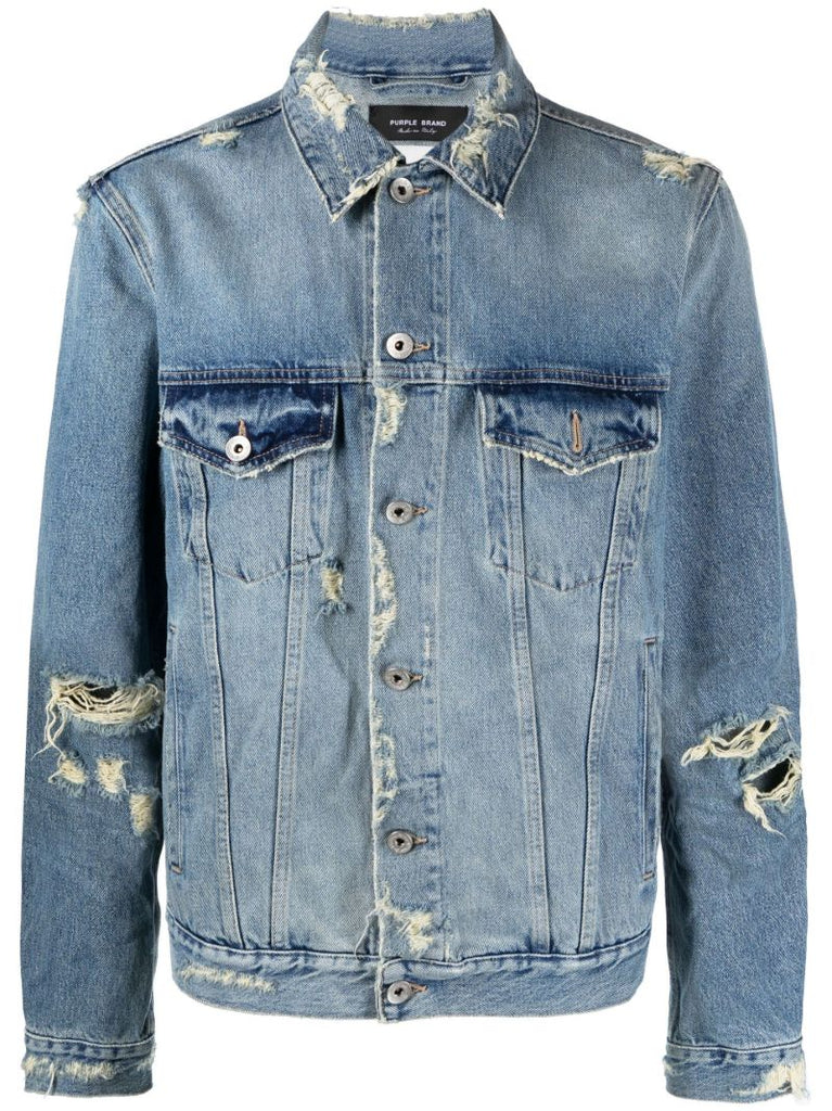 Blue Distressed Denim Jacket
