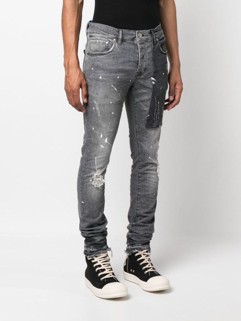 Grey Paint-splatter Slim Jeans