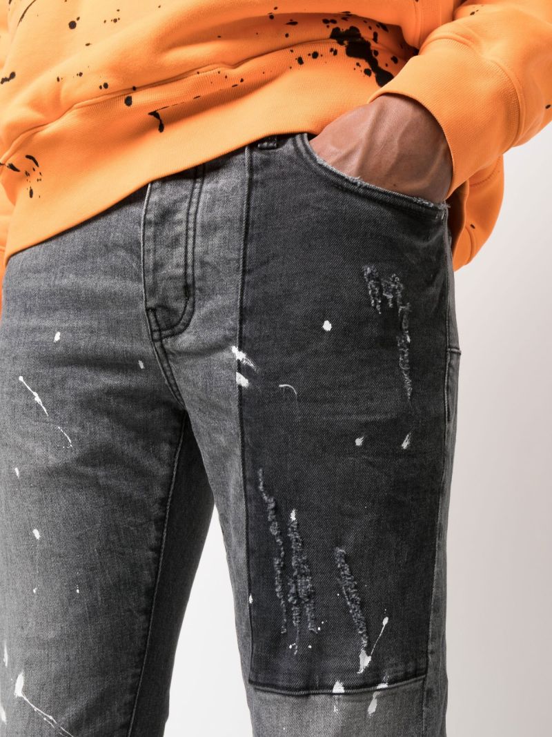Grey Paint-splatter Slim Jeans