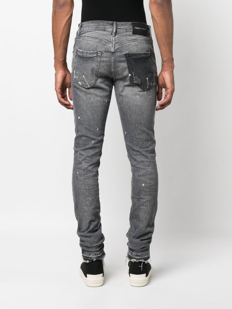 Grey Paint-splatter Slim Jeans