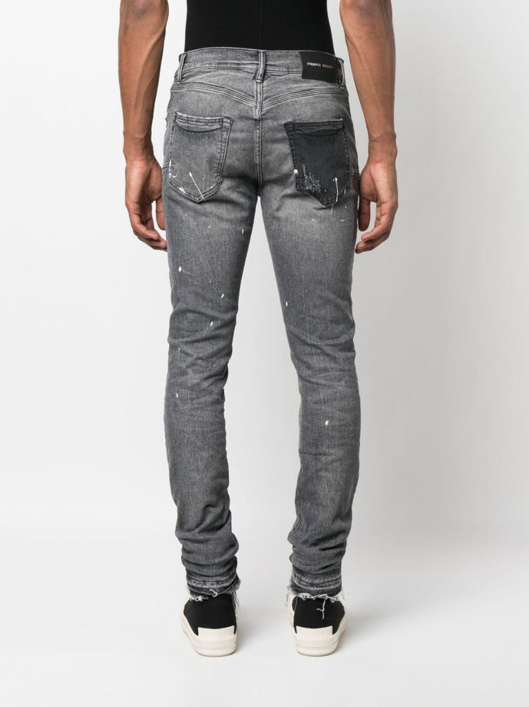 Grey Paint-splatter Slim Jeans
