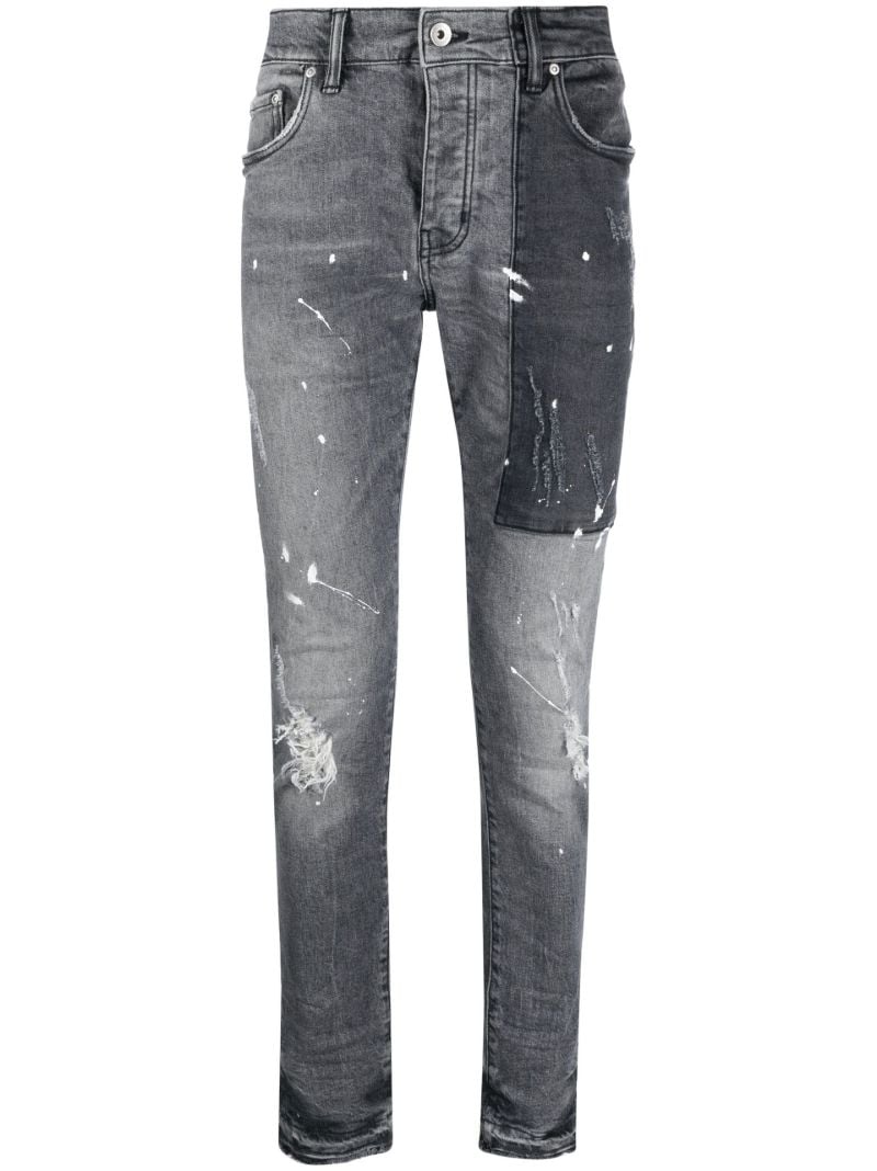 Grey Paint-splatter Slim Jeans
