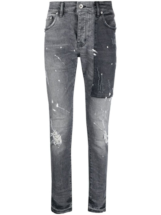 Grey Paint-splatter Slim Jeans