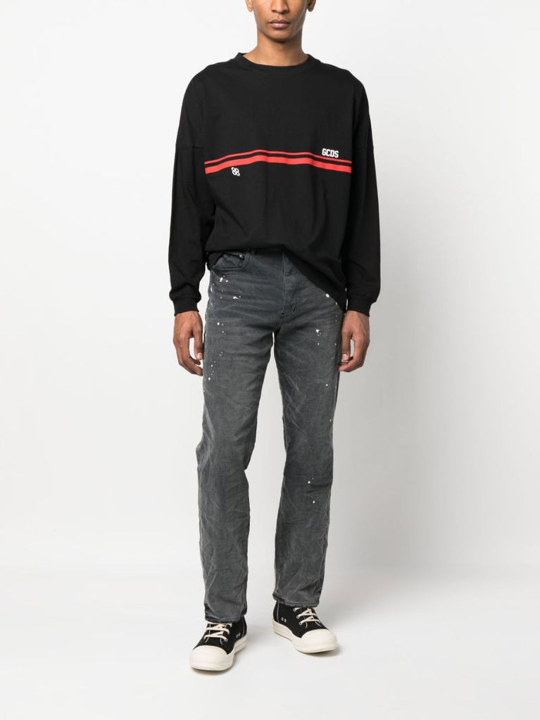 Black P011 Straight-leg Jeans