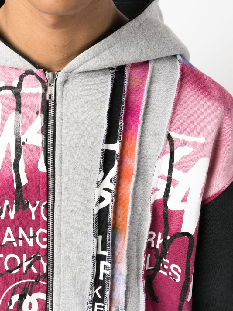 X Peter Simmonds Grey Panelled Cotton Hoodie
