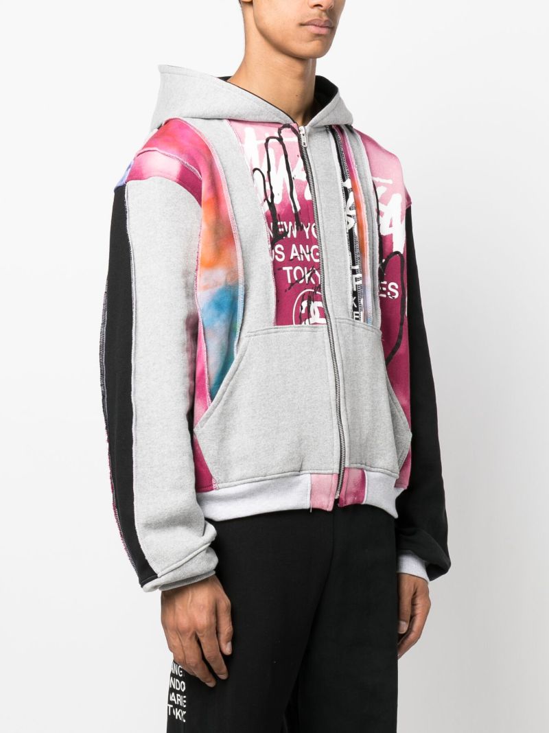 X Peter Simmonds Grey Panelled Cotton Hoodie