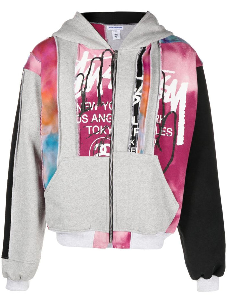 X Peter Simmonds Grey Panelled Cotton Hoodie
