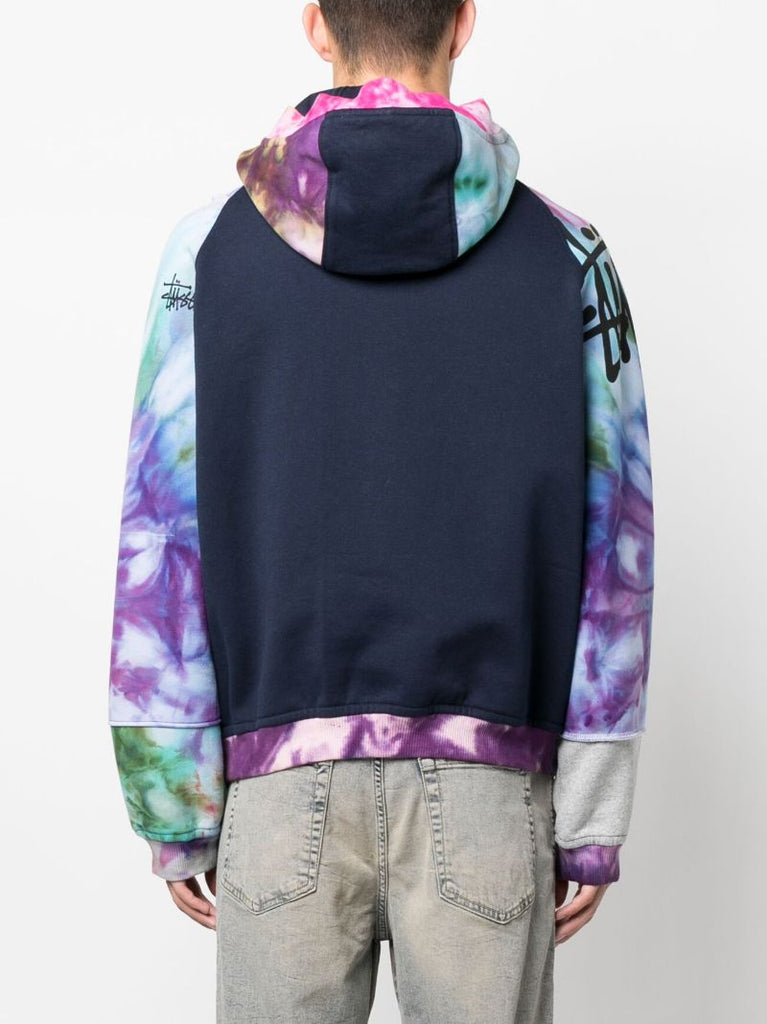 X Peter Simmonds Blue Panelled Cotton Hoodie