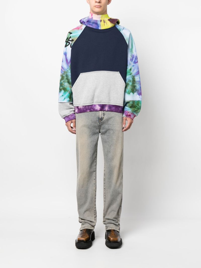 X Peter Simmonds Blue Panelled Cotton Hoodie