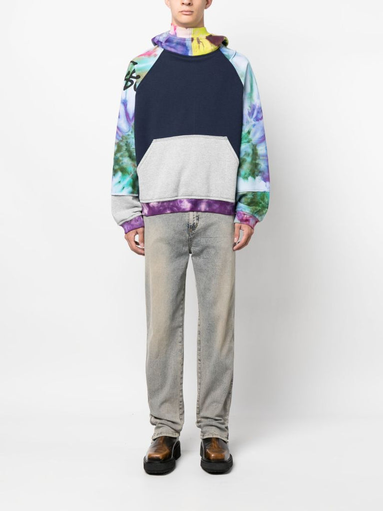 X Peter Simmonds Blue Panelled Cotton Hoodie