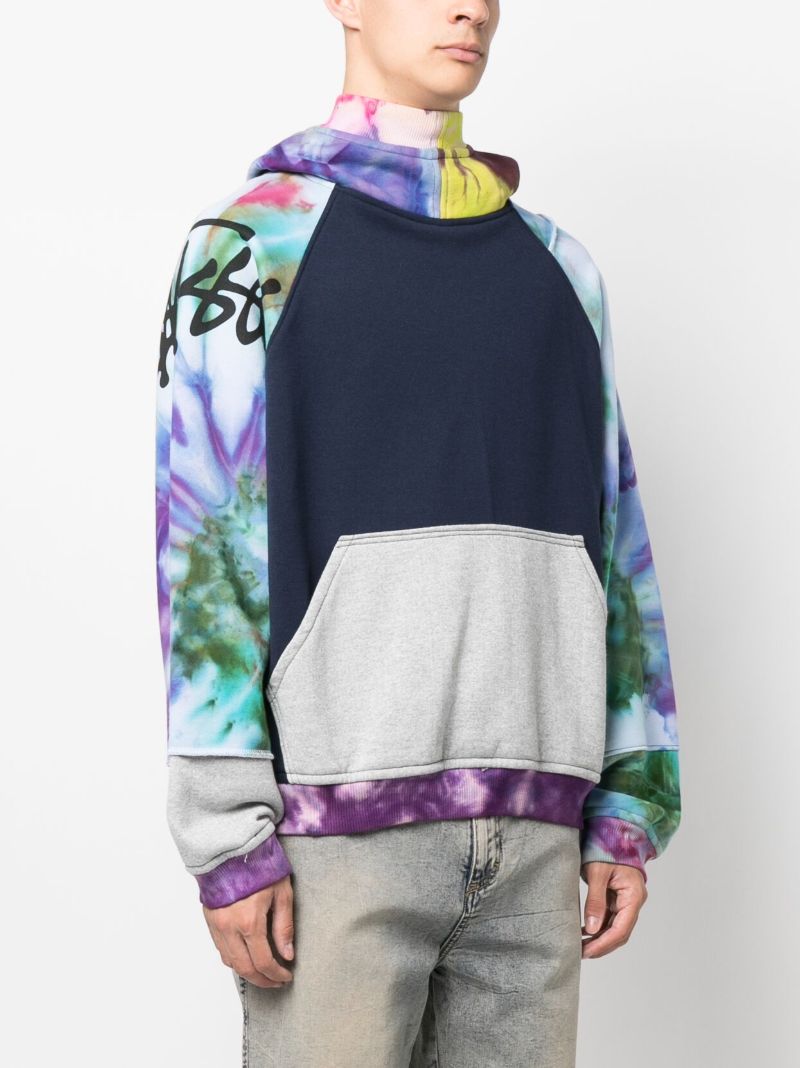 X Peter Simmonds Blue Panelled Cotton Hoodie