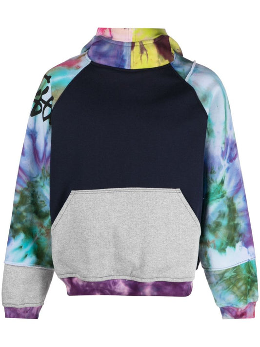X Peter Simmonds Blue Panelled Cotton Hoodie