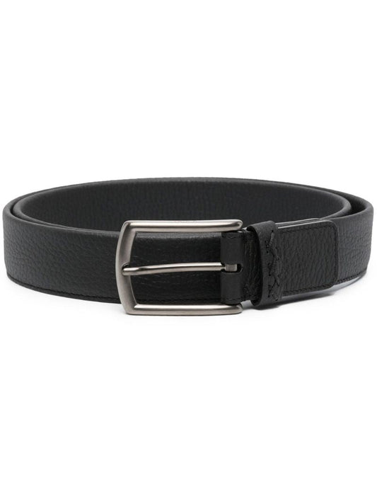 Black Triple Stitch Leather Belt
