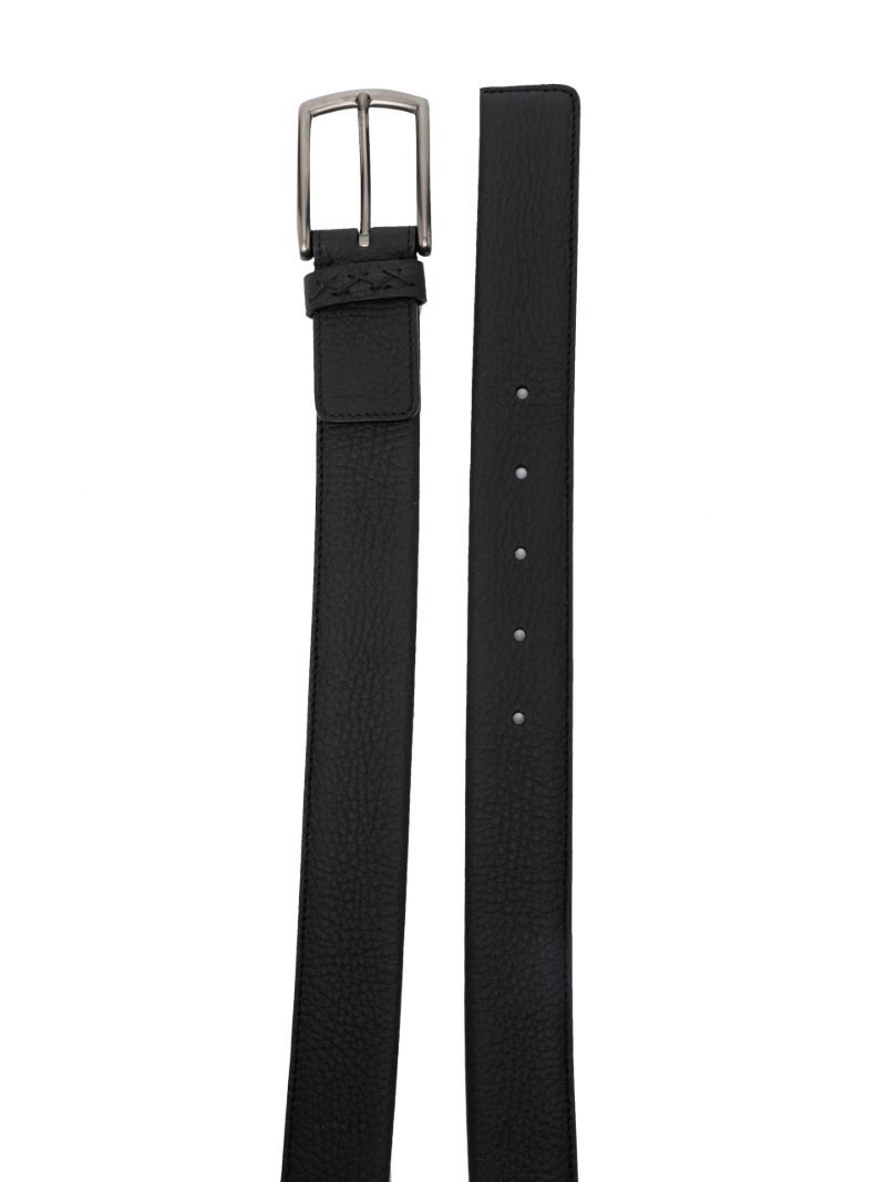 Black Triple Stitch Leather Belt