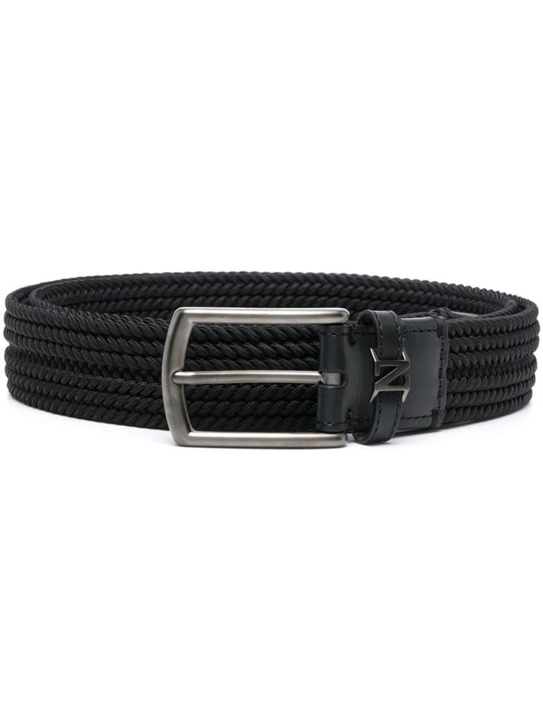 Black Triple Stitch Buckle Belt