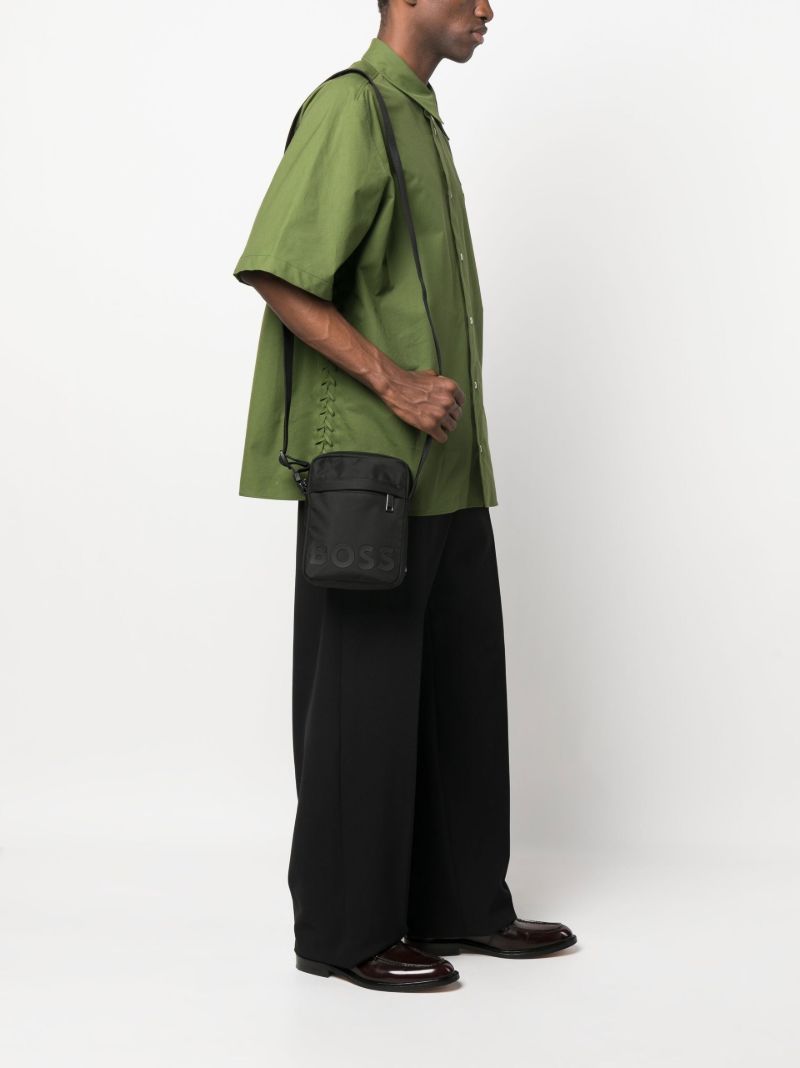 Black Catch Tonal Logo Cross Body Bag