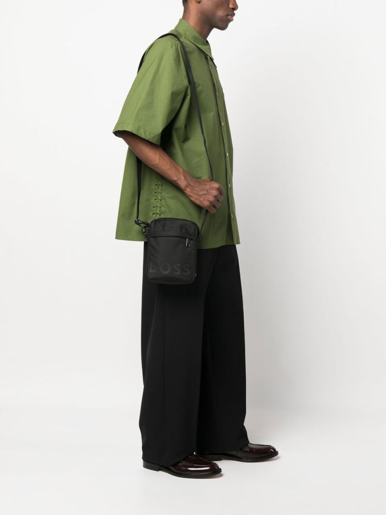 Black Catch Tonal Logo Cross Body Bag