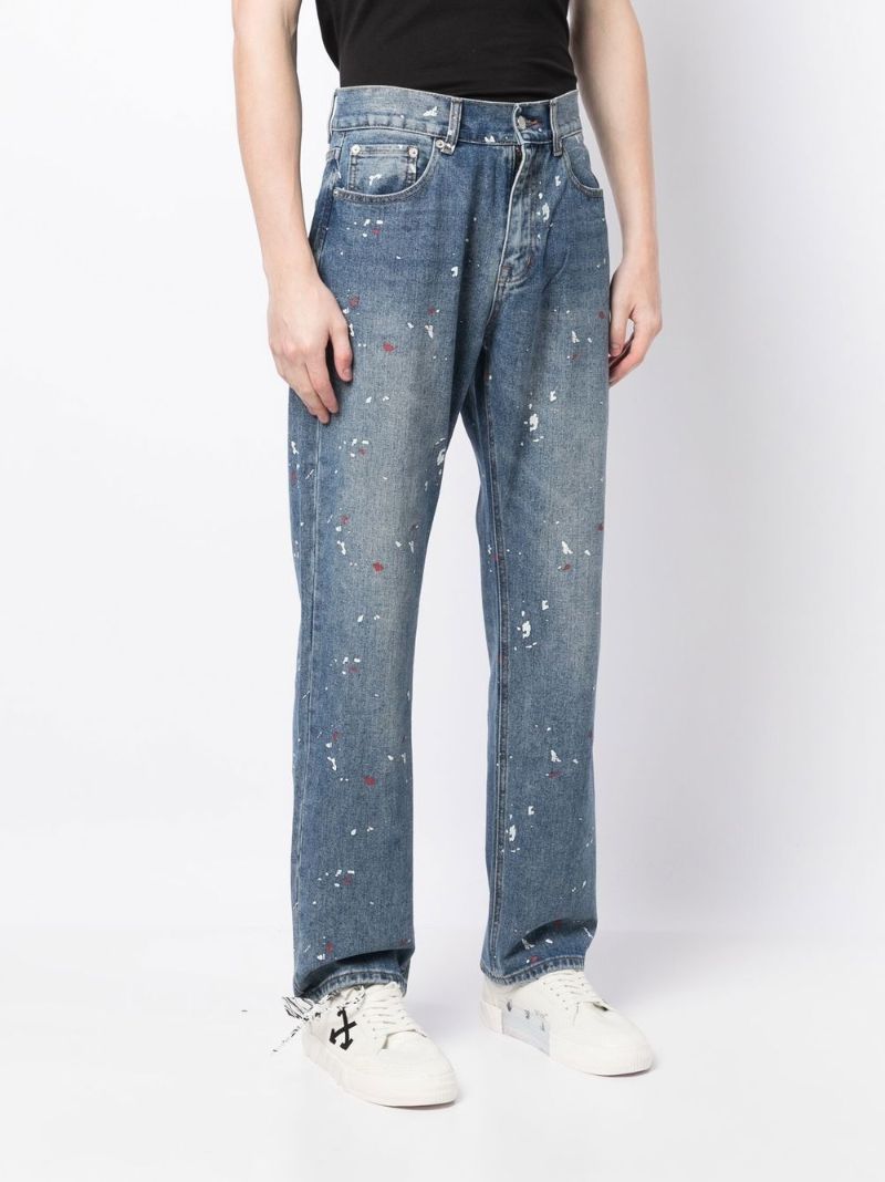 Blue Paint Splatter Straight-leg Jeans