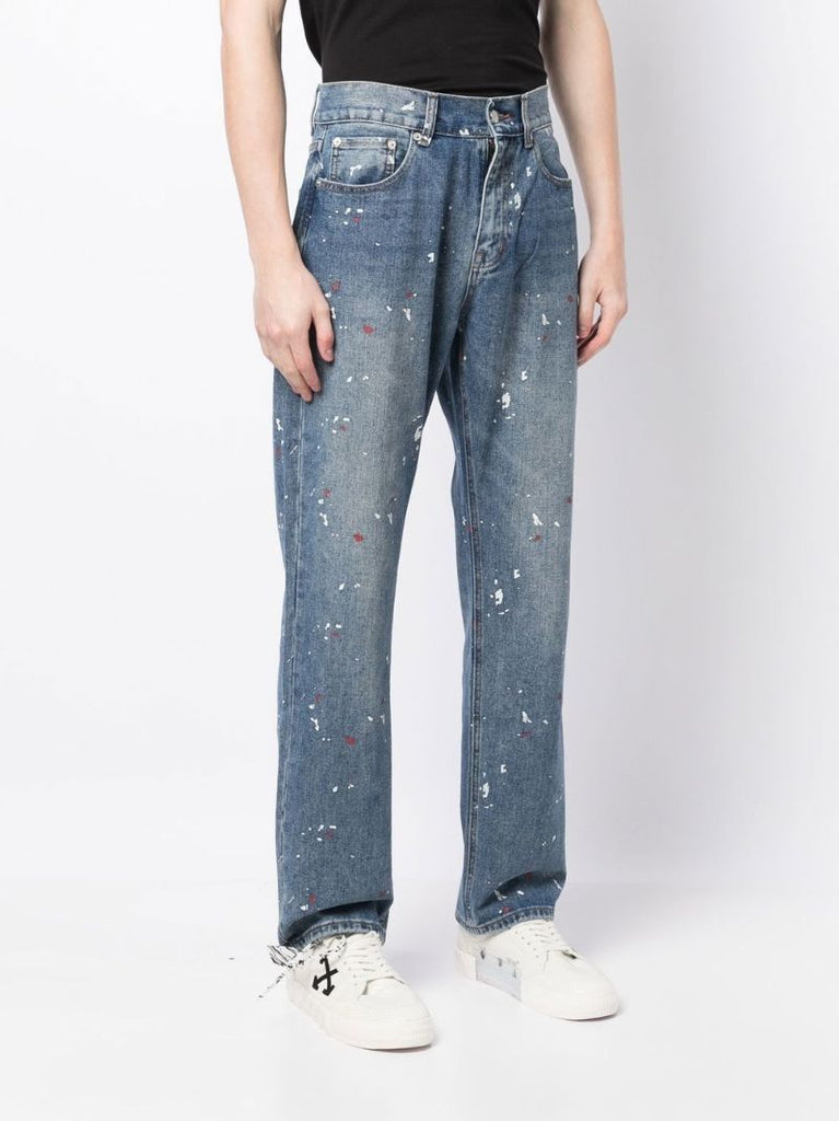 Blue Paint Splatter Straight-leg Jeans