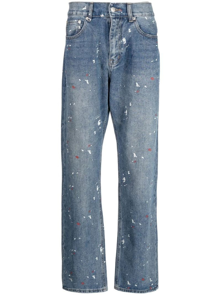 Blue Paint Splatter Straight-leg Jeans