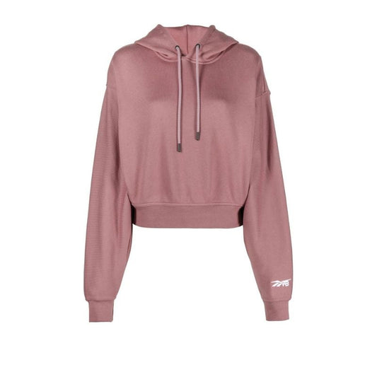 X Victoria Beckham Pink Logo Embroidered Cropped Hoodie