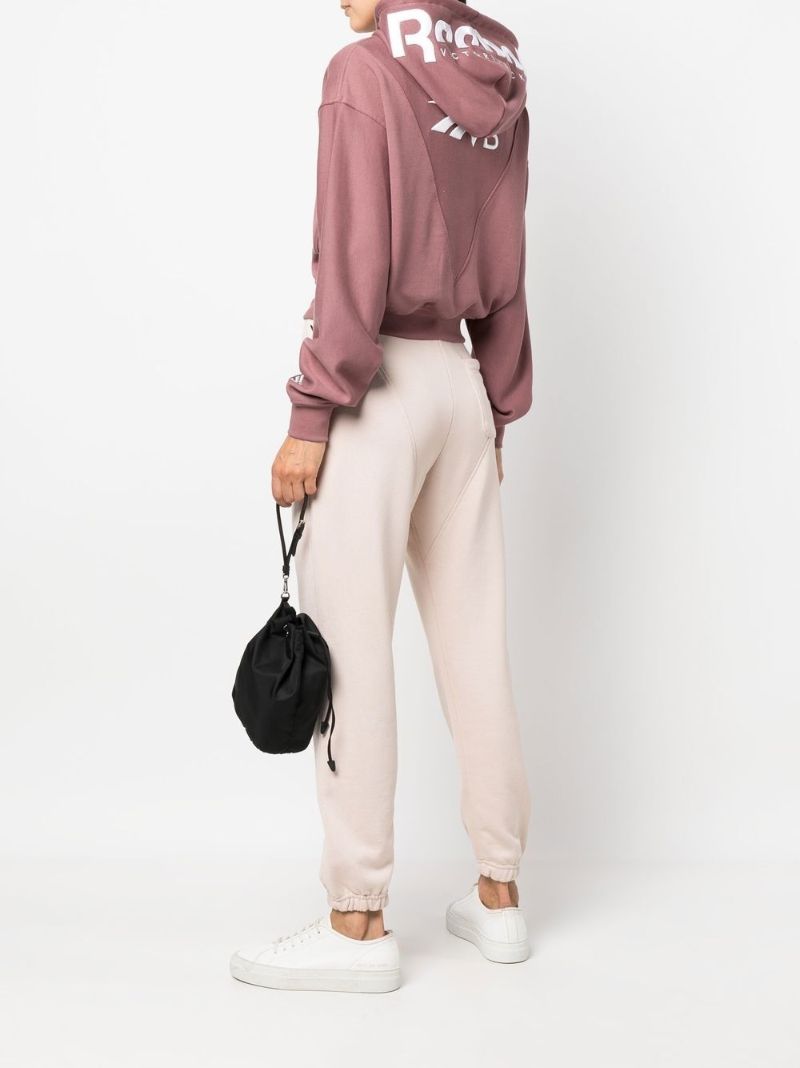 X Victoria Beckham Pink Logo Embroidered Cropped Hoodie