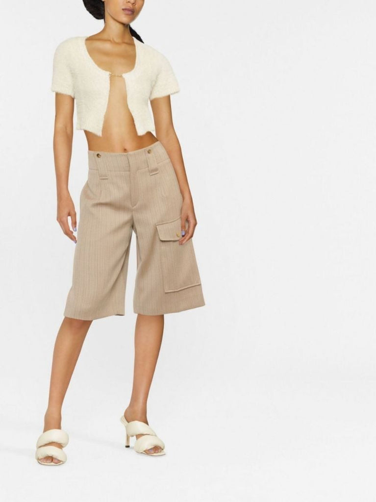 White La Maille Neve Knitted Crop Top