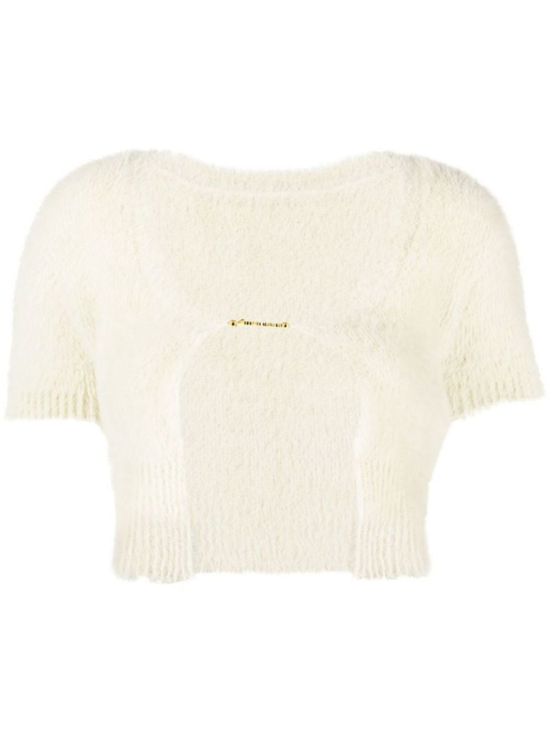 White La Maille Neve Knitted Crop Top