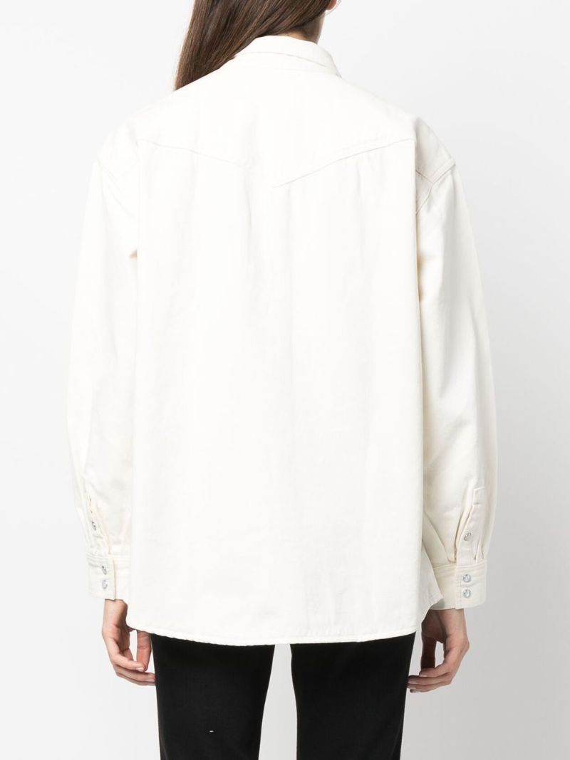White Dorsey Xl Western Denim Shirt