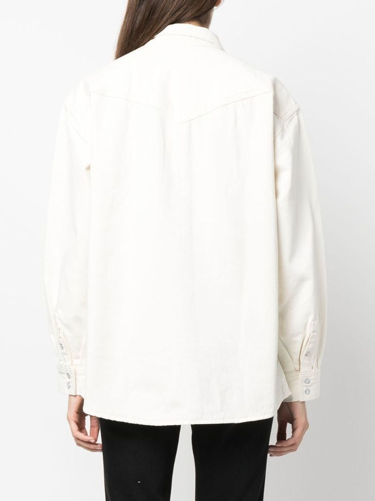White Dorsey Xl Western Denim Shirt