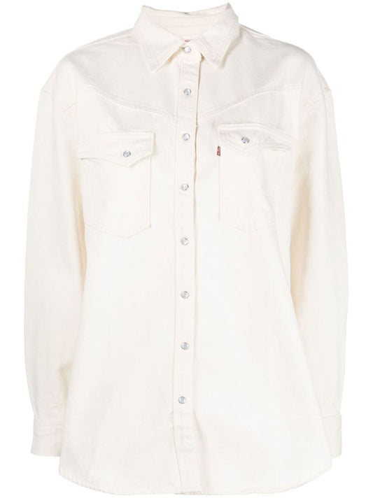 White Dorsey Xl Western Denim Shirt
