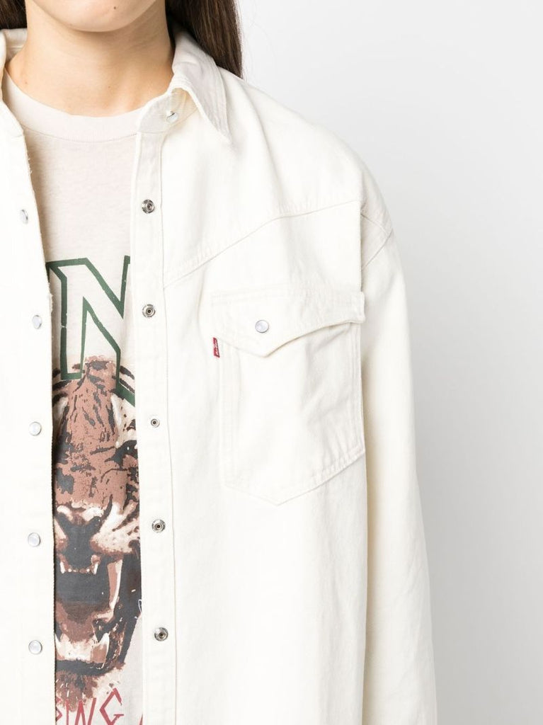 White Dorsey Xl Western Denim Shirt