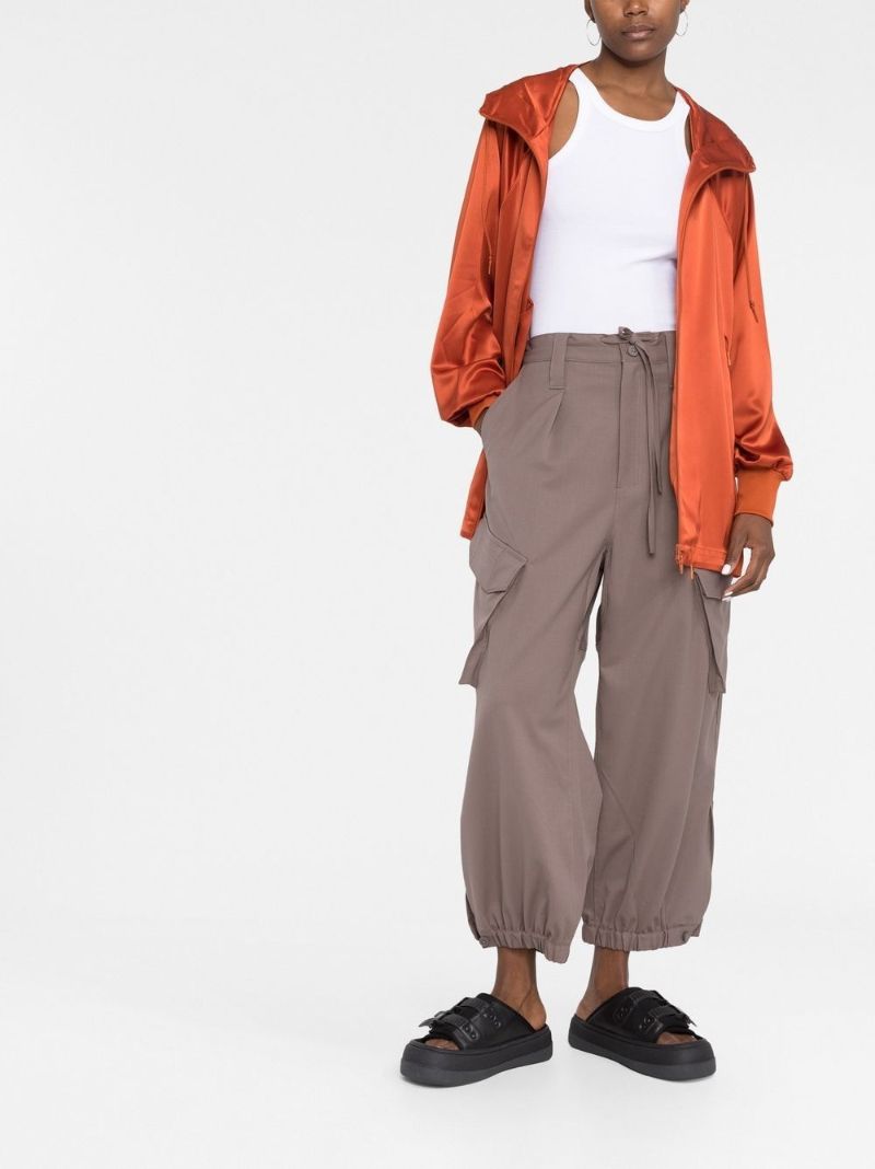 Brown Cropped Cargo Trousers