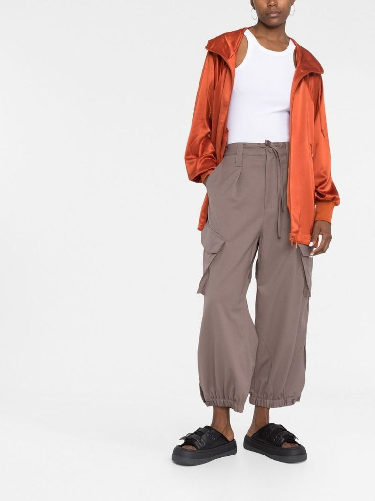 Brown Cropped Cargo Trousers