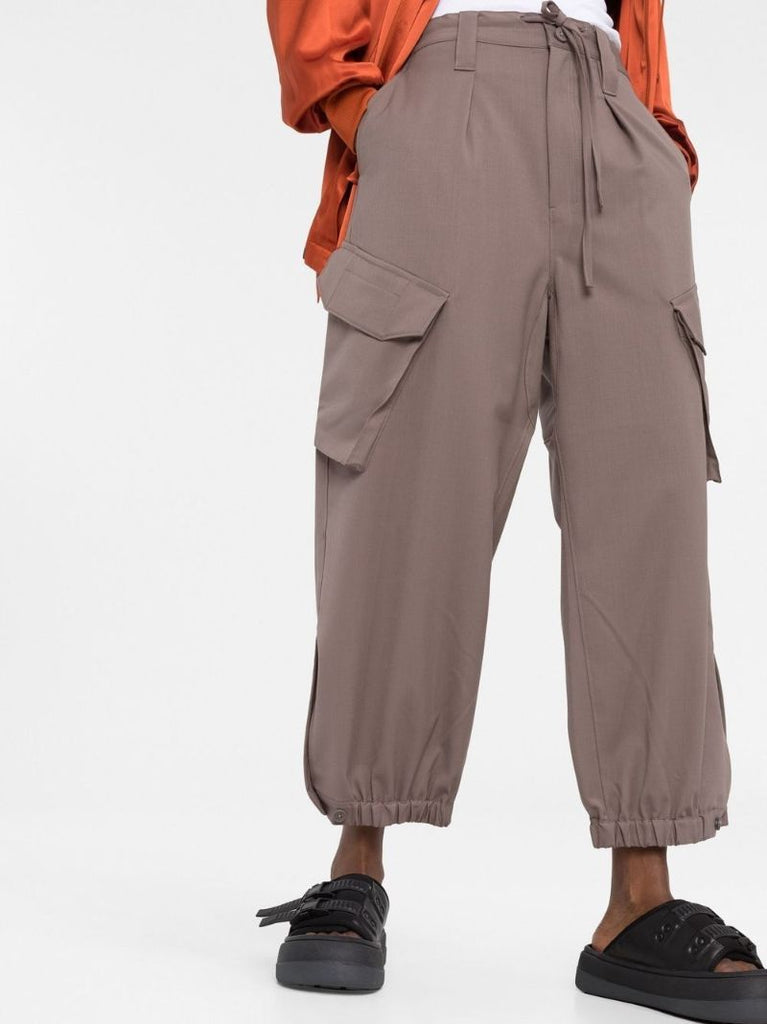 Brown Cropped Cargo Trousers