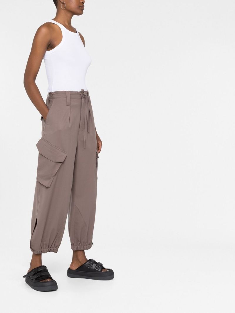 Brown Cropped Cargo Trousers