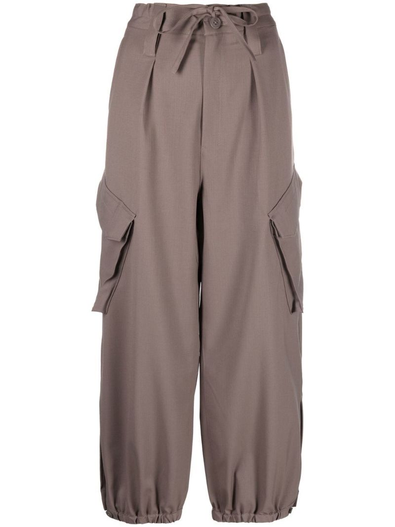 Brown Cropped Cargo Trousers