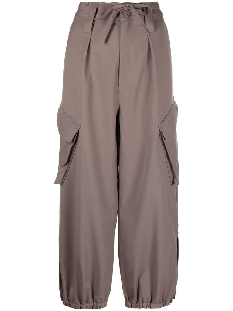 Brown Cropped Cargo Trousers