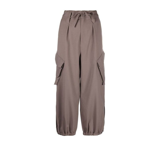 Brown Cropped Cargo Trousers