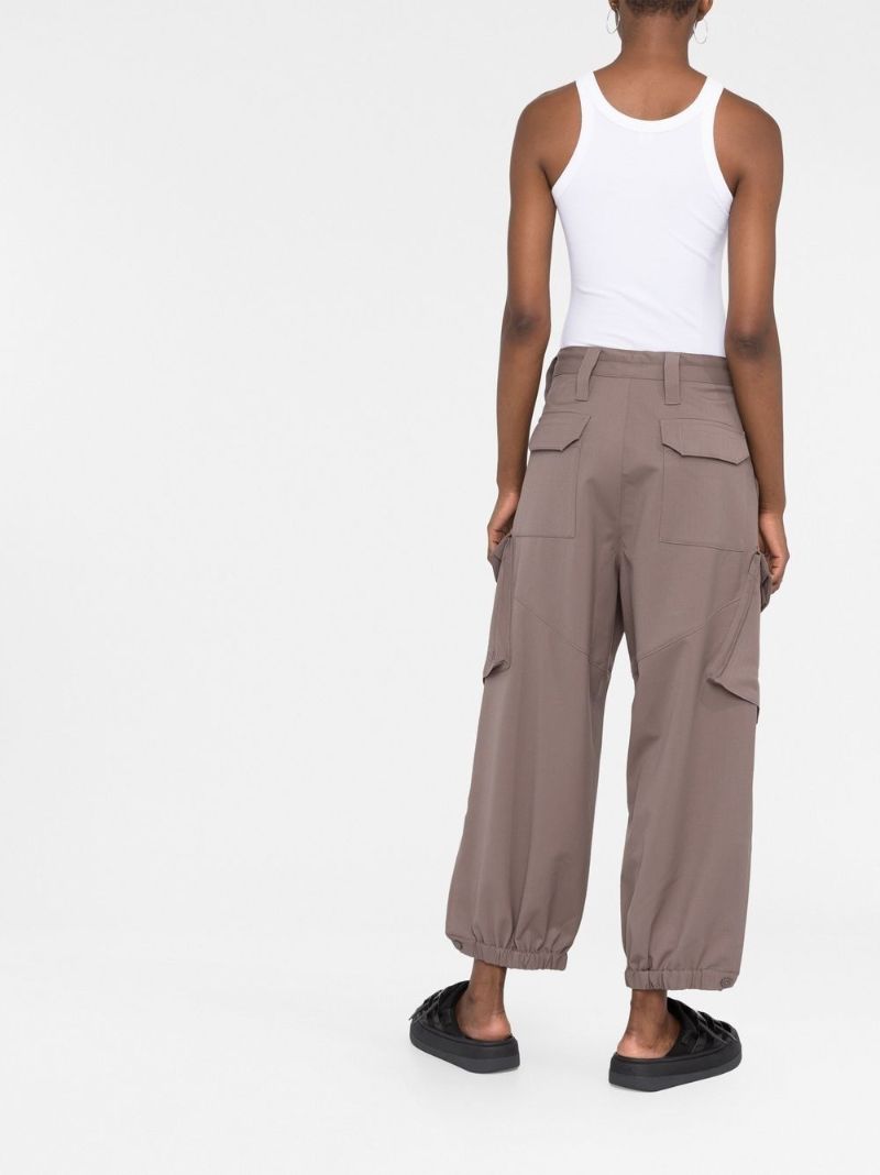 Brown Cropped Cargo Trousers