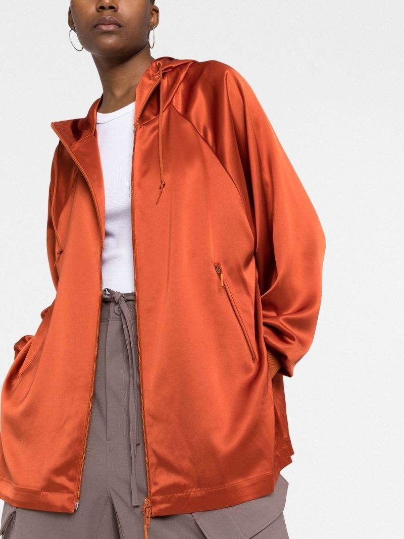 Orange Hooded Zipped Jacket