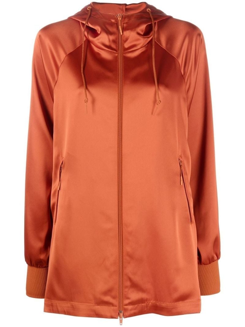 Orange Hooded Zipped Jacket