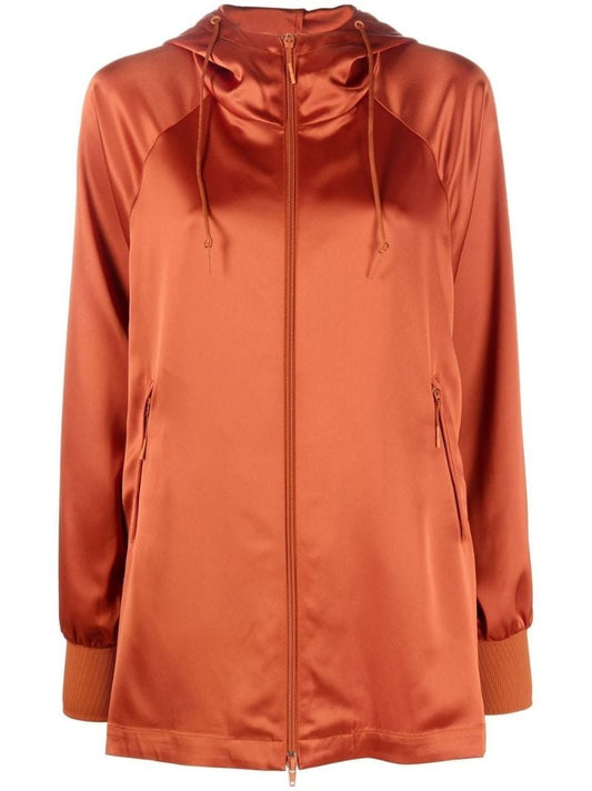 Orange Hooded Zipped Jacket