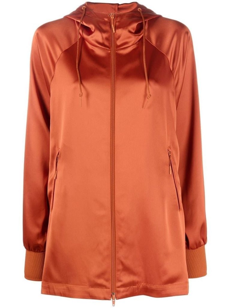 Orange Hooded Zipped Jacket