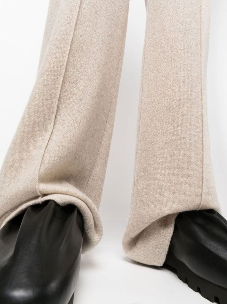 Neutral Pintucked Wide-leg Trousers
