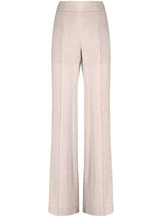 Neutral Pintucked Wide-leg Trousers