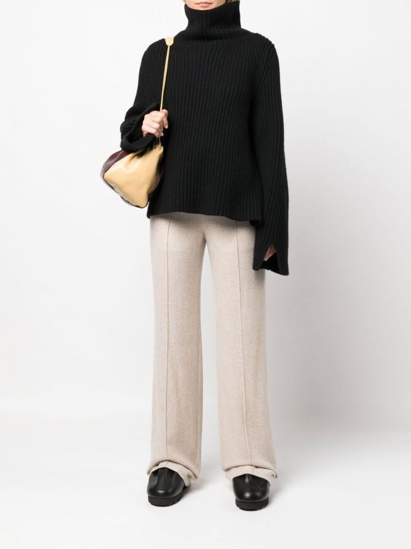 Neutral Pintucked Wide-leg Trousers