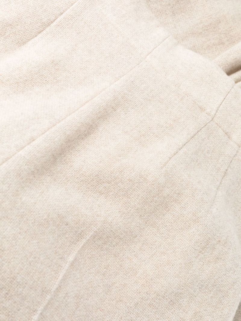 Neutral Pintucked Wide-leg Trousers