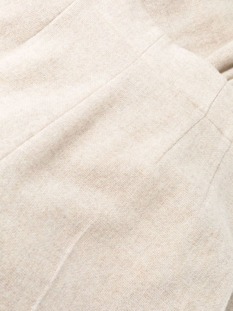 Neutral Pintucked Wide-leg Trousers