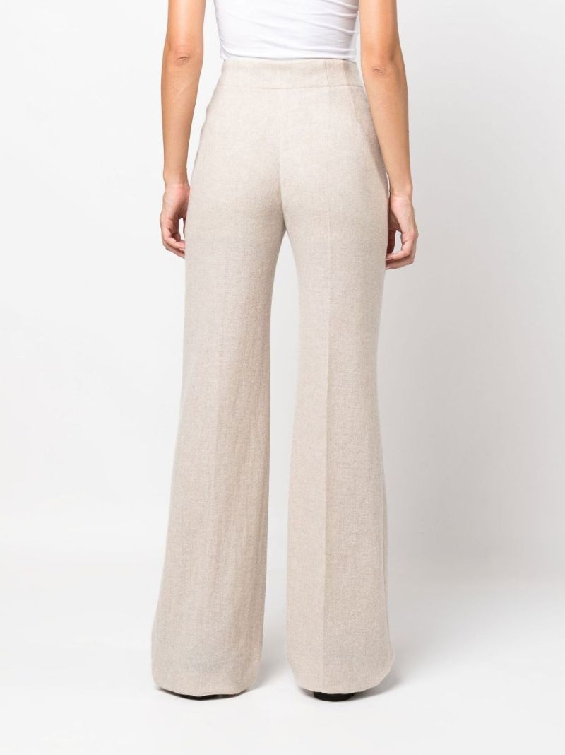Neutral Pintucked Wide-leg Trousers